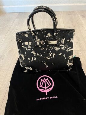 Black and Cream Splatter Tote Bag